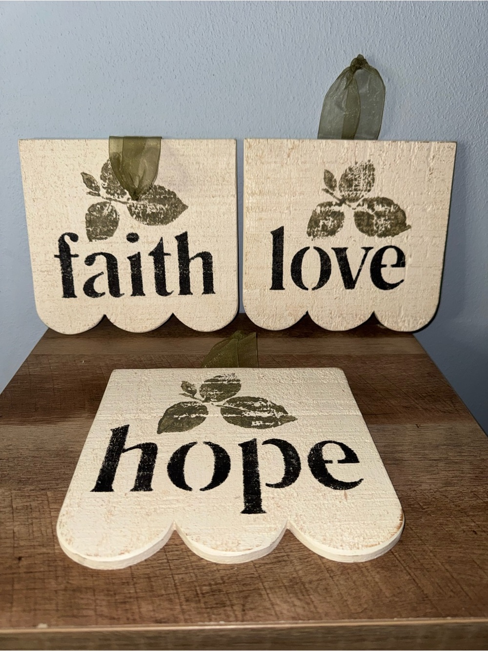 Faith Hope Love Wood Wall Signs (3)